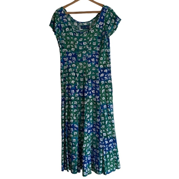 Jams World Vintage W348 Floral Maxi Dress Size Small Short Sleeve Boat Neck - Picture 1 of 12